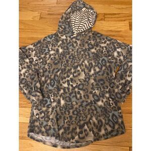 Lovely Melody women's Cozy Leopard Print Hoodie With Striped Hood Lining sz med